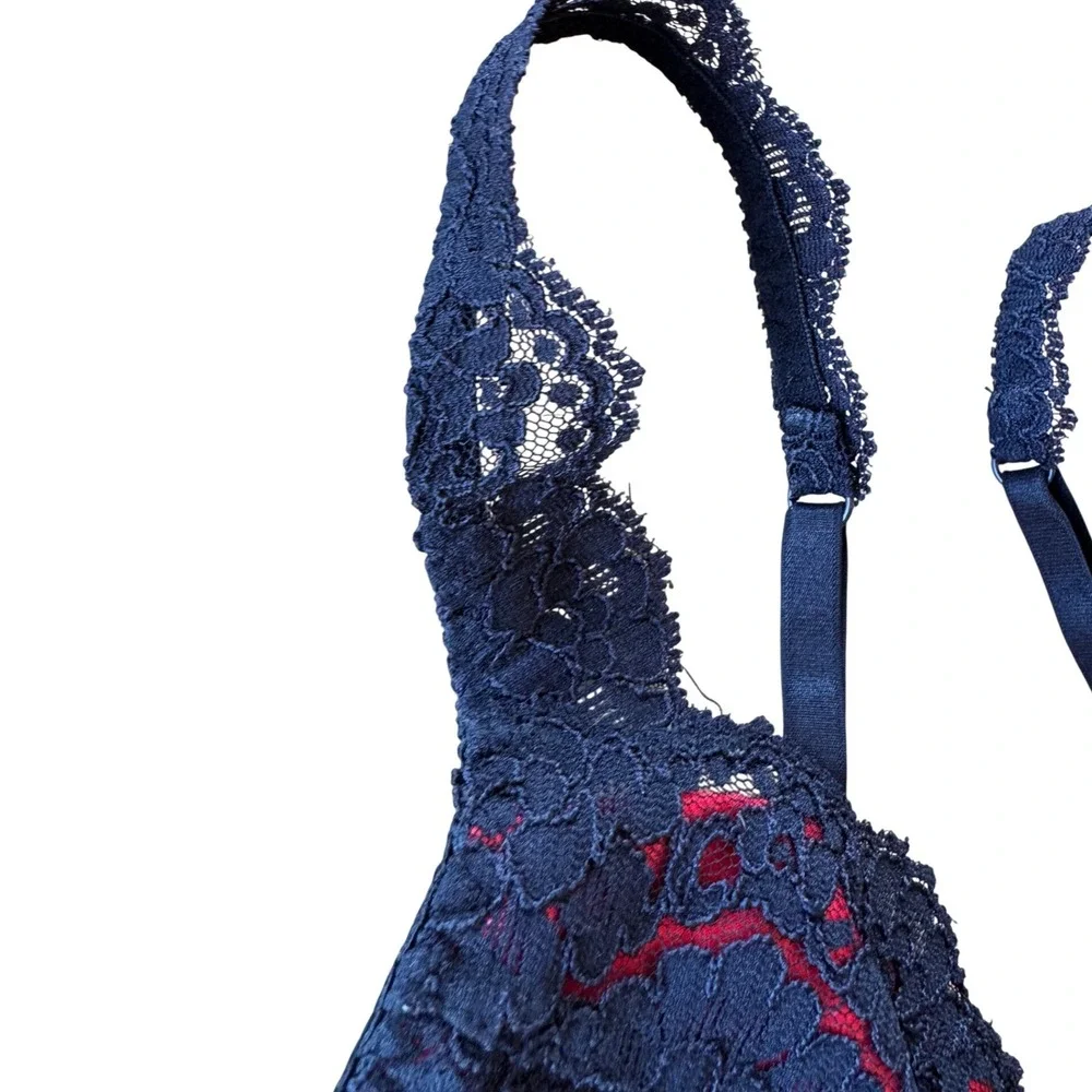 Y2K Victoria Secret Lingerie Set Women S Red Black Lace Satin Robe Slip Babydoll - Picture 10 of 16